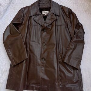 Cresco leather jacket vintage coat men’s 48 long brown faux fur liner 80s 70s